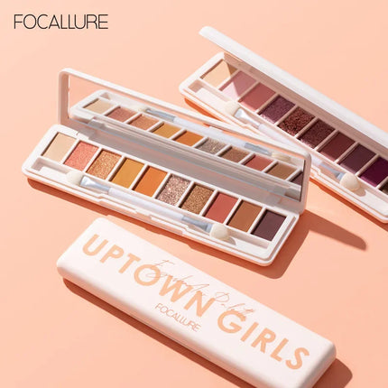 FOCALLURE 10-Color Eyeshadow Palette Long-Lasting Colorful Eye Shadows with Glitter Highlighter Shimmer - Eye Makeup Cosmetics