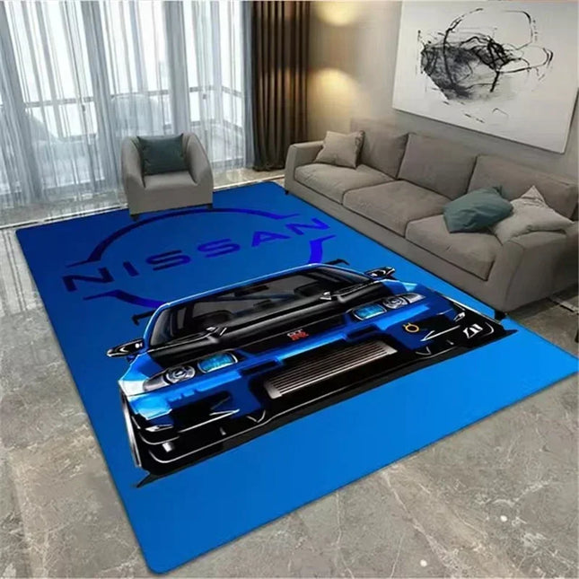 Skyline R34 Rug Velvet Flannel Printed Floor Mat Car Design Decorative Carpet Living Room Home Decor