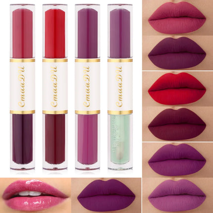 8 Colors Velvet Matte Liquid Lipstick Double-ended Lip Gloss Long-Lasting Waterproof Easy Color Non-stick High Pigment Lipgloss