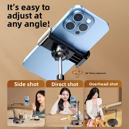 1Pcs Overhead Phone Stand Desktop Articulated Arm Holder for Live Streaming Video Recording Filming Multi-Angle Table Mount