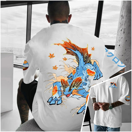 Bandai Pokémon World Harajuku Style Oversized Anime Print Adult Kids T-Shirts Summer Quick-dry Comfy Casual Light Plus Size