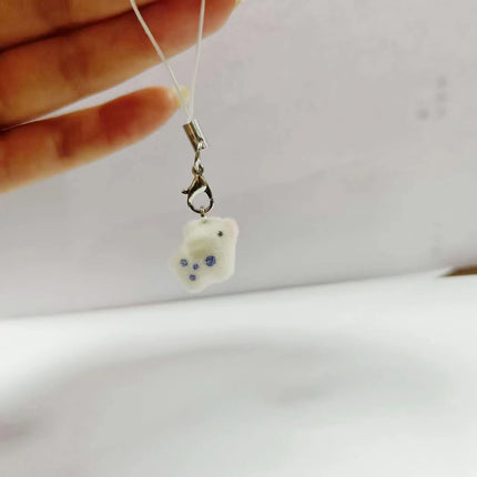Flocking Animal Dog Cat Pendant Cute Keychain Keyring Bag Earphone Car Keychain Decor Keychains Accessories Phone Chain Lanyard