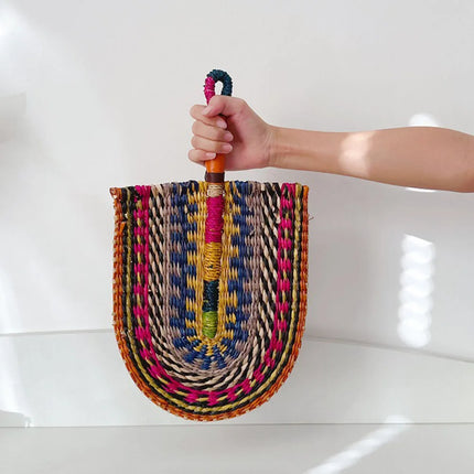 Seaweed Weaving Fan Nordic Hand Woven Africans Elements Fans Portable Sturdy Handheld Straw Fan For Party Wall Decoration