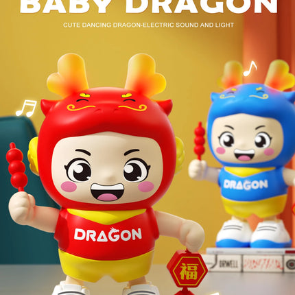 Dancing Bear Baby Dragon Toys, Lighting and Dancing Robot Mode Cute Shape 2 Gear Switches for 3+ Childs Not Include Battery
