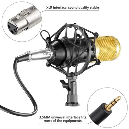 Professional BM800 Condenser Microphone Kit V8Sound Card Set Audio Mixer Live Podcast Equipment Bundle Streaming AudioSmartphone
