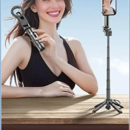 4-in-1 Magnetic Selfie Stick Tripod-Extendable Phone Stand with Detachable Wireless Remote,for Photography,Live Streaming,Travel