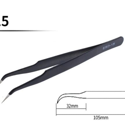 2/6pcs Precision Tweezers Set ESD Anti-Static Stainless Steel Tweezers Repair Tools for Electronics Repair Soldering Craft Tools
