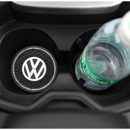 2Pcs Car Interior Coasters Silicone Water Cup Anti-slip Mats For VW Tiguan Arteon Taigo Caddy CC e-up! Golf Polo Passat Amarok