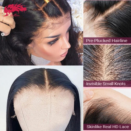 Ali Queen Hair Products 4x4 5x5 6x6 HD Lace Closure Invisible Melt Skin Full Frontal 13x6 13x4 Indian Virgin Hair