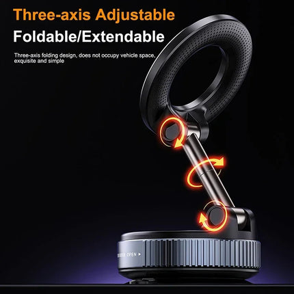 Strong Magnetic Phone Holder Foldable Design 360° Adjustable Vacuum Car Mount Live Streaming For Phone