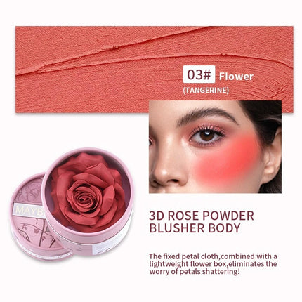 Rare Beauty 3D Petal Rose Blush Shimmer Makeup Highlighter with Real Rose Flower Gift Rubor Forma Rosa long lasting For Women