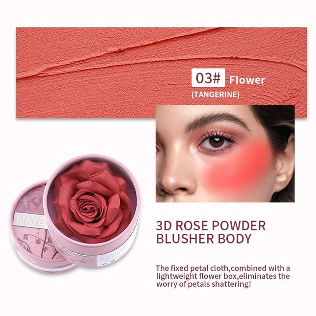 Rare Beauty 3D Petal Rose Blush Shimmer Makeup Highlighter with Real Rose Flower Gift Rubor Forma Rosa long lasting For Women