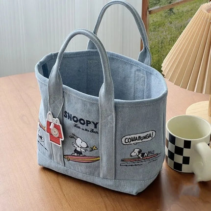 Snoopy Canvas Bag Cute Embroidered Shoulder Bag Fashion Minimalist Tote Bag Outward Handbag Exquisite Commuter Bag Christmas Gif