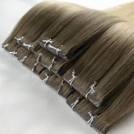 Piano ombre color Inject handtied invisible tape in hair extension highest scaly virgin quality healthy 100 human hair 2~3 years