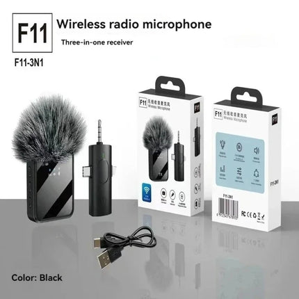 3in1 Wireless Lavalier Microphone for Camera,Android,iPhone,Microphone for Video Recording Recording Podcast Noise Reduction Mic