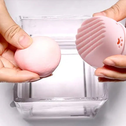 Cute Silicone Makeup Sponge Holder Cat Shaped Sponge Rack Powder Puff Case Cosmetic Blender Sponge Box Makeup Egg Drying Case