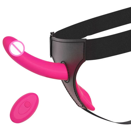 Strap-On Vibrating Dildo Adjustable Harness Vibrator with 10 Vibration Modes Wearable Harness Sex Toy for Female Couple Lesbians