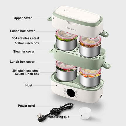 New Smart Electric Lunch Box 2L Multi-function Insulation Electric Lunch Box LED Digital Display Steamer Rice Cooker with Timer