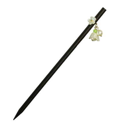 Elegant Chinese Style Wooden Hairpin Imitation Jade Flower Tassel Hair Stick Exquisite Handmade Girls Hair Accessories Hair Clip