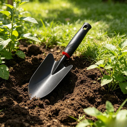 Ergonomic Metal Garden Trowel with Black Handle And Orange Trim - Ideal for Planting Flowers And Vegetables