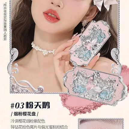 Flower Knows Swan Ballet Series Makeup 6 Color Eyeshadow Palette Matte Pearl Face Palette Glitter Palette Cosmetics