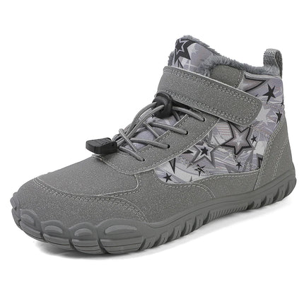 Waterproof Kids Barefoot Snow Boots 2025 New Wide Toe Winter Warm Fur Lined Shoes for Boys Girls Cold Weather Outdoor Sneakers