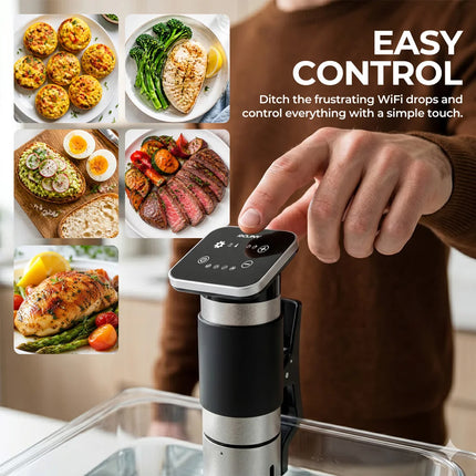 ROUNY 1300W Sous Vide Cooker IPX7 Waterproof Vacuum Slow Cooker LED Touch Immersion Circulator Accurate Cooking Machine