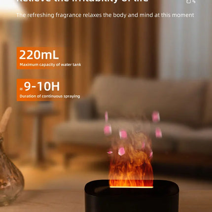 Essential Oil Diffuser,Flame Colorful Water Vapor Fire Humidifier for Aromatherapy Aroma Therapy Machine Room,Flame Diffuser