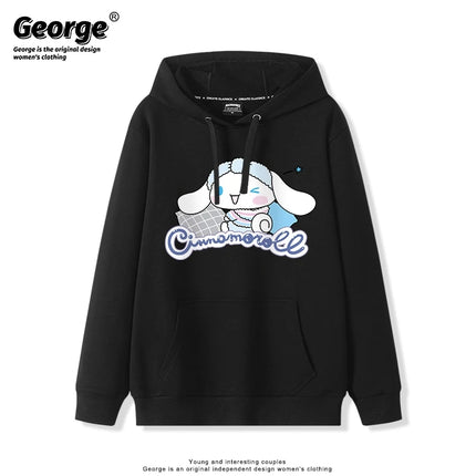 Korean Cute Cinnamoroll Hook Haze Blue Hooded Sweater Cute Girl Loose Versatile Girlfriend College Style Loose Long Sleeve Top