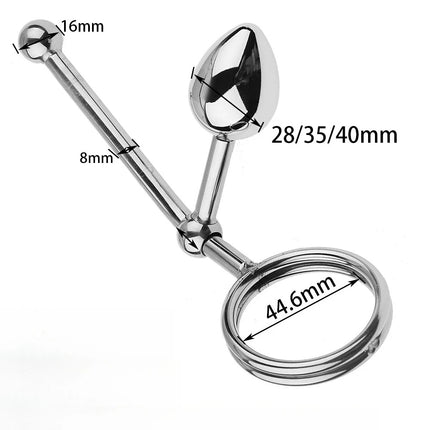 Removable Anal Butt Plug with Adjustable Penis Ring Metal Sexy Detachable Anal Plug Steel Single Double Ball Adult Toys for Men
