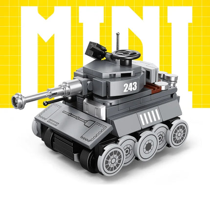 Spring Powered Mini Building Blocks Combat Aircraft Tank Series Desktop Model Kids Toy Adult Creative Gift Colorful Bags