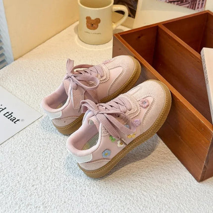 PU Leather Sport Shoes For Children Korean Style Teenager Kid's Sneakers Waterproof Outdoor Girl's Tennis Footwear Casual Shoes