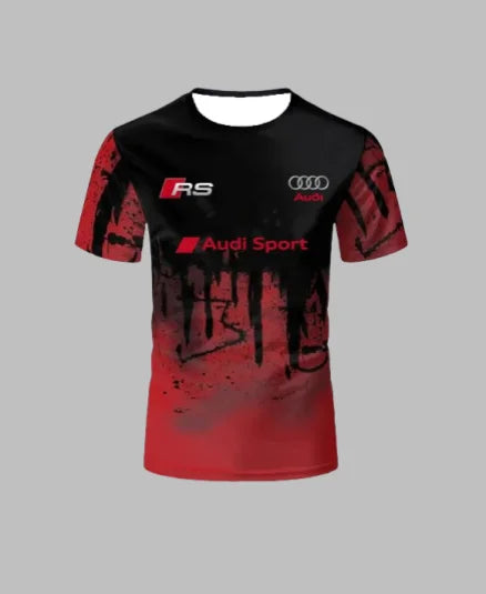 T-shirt d'été Audi Fashion de moto à motif imprimé Rider à manches courtes pour hommes et femmes, haut de sport pour adultes