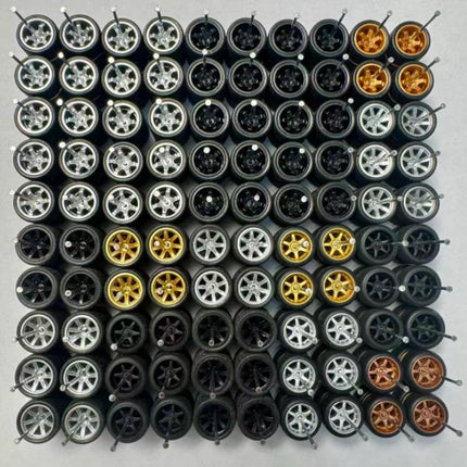 11mm wheels for 1/64 Scale Alloy Car Models 1/64 wheels with Tires + Axles for Hot Wheel/Matchbox/Domeka/Tomy 1:64