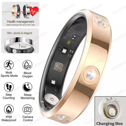2026 Smart Ring Women Men Super Narrow 6.3mm Heart Rate Health Stress Measurement Monitor IP68 Waterproof Fashion Sports Rings