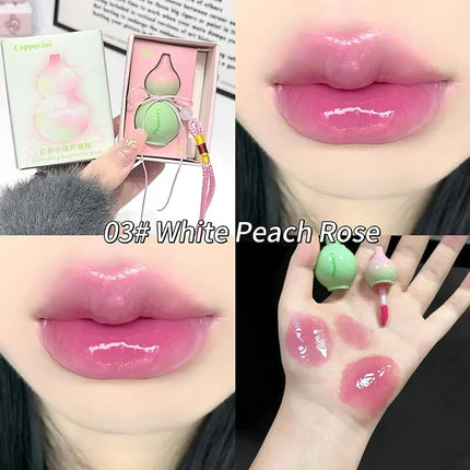 Cute Zucchini Jelly Lip Gloss Mirror Watery Gloss Liquid Lipstick Hydrating Lasting Moisturizing Tender Pink Student Lips Makeup