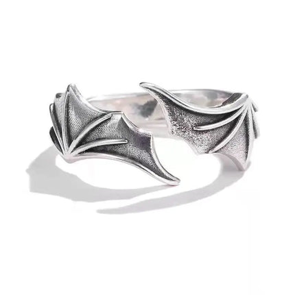 Retro Angel Demon Wings Open Ring for Women Couples Punk Gothic Adjustable Finger Jewelry Accessories Hip Hop Gifts