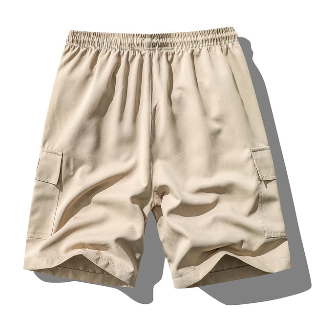 Men's Summer New Cargo Shorts Loose Plus Size Drawstring Casual 5 Inch Shorts Multi-Pocket Fashion Versatile Sports Beach Pants