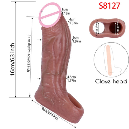 SXXY Close Head Realistic Penis Sleeve Sex Toys for Men Delay Ejaculation Dick Extender For Couples Sex Pleasure Sexshop