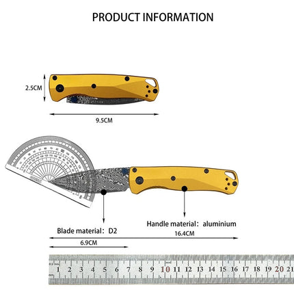 New Outdoor Camping 533 Folding Belt Knife Damascus Knife Carbon Fiber Handle Jungle Tactical Multi-Functional Self-Defense Tool