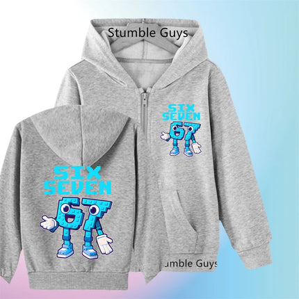 Hot Six Seven Zip Up Hoodies Children's Funny 67 Brainrot Sweatshirts Clothes Kid Girl Boy Zipper Hoody Baby Casual Fashion Tops