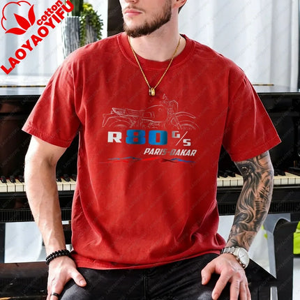 Motorcycle T-shirt for BMW R80G/S Paris Dakar 1984-1987 Fans and Riders Tees Summer Casual Short-sleeve Tees Men's Clothing