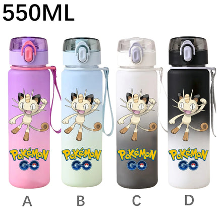 550ML Pokemon Sports Water Bottle Pikachu Mewtwo Gengar Eevee Portable Cartoon Drinking Cup Outdoor Hiking Gym Fitness Jugs