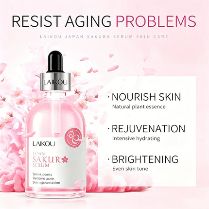 LAIKOU Sakura Face Serum Rose Essence Moisturizing Firming Brightening Smooth Skin Facial Skin Care Products 100ml