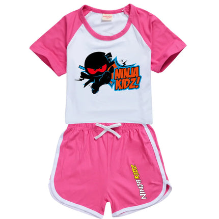 Ninja Kidz Kids Clothes Cotton Sport Tracksuits T-shirts Sweatshirt Suit Cartoon Pattern Set Teenager Baby Boys Girls Clothing