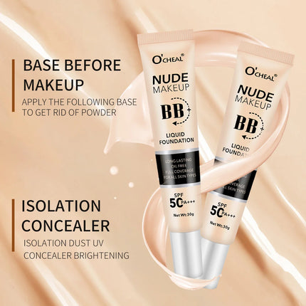 BB Cream SPF50 PA Plus Face Waterproof Foundation Long Lasting Brightening Primer Sunscreen Makeup Base Woman Makeup Cosmetics