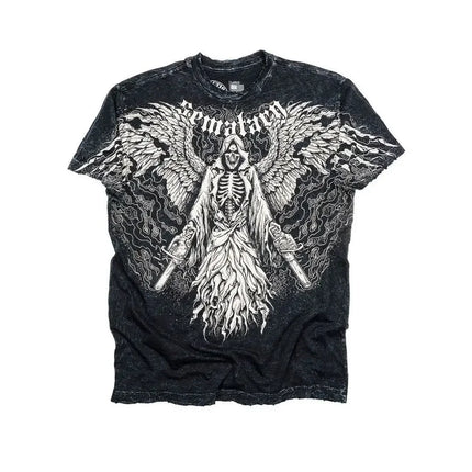 2000s affliction T-shirt Clothes Retro Punk Hip Hop Graphic Print Oversized T-shirt Men's New Round Neck Cotton Short Sleeve Tops