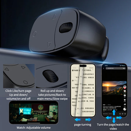 JX-12 Roller Fingertip Ring Remote Control Wireless Bluetooth Mobile Selfie Mice Video Automatic Page Turner Browsing for TIK To