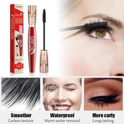 4D Mascara Waterproof Extra Volume Long -lasting Hyper Lengthening Eyelash Non-smudging Eyelashes Black Mascara