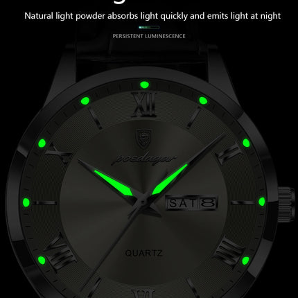 POEDAGAR Top Luxury Watch For Men Military Waterproof Luminous Date Week Man Wristwatch Leather Men's Quartz Watches Sport Reloj